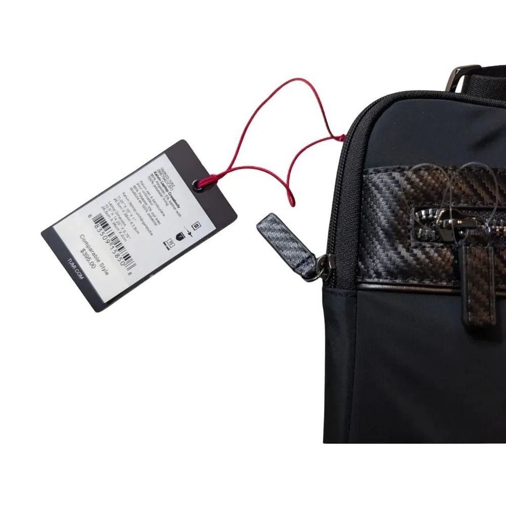 Tumi Mens Black Nylon Crossbody Messenger Bag Carbon Fiber Trim Zip NWT $395 - Picture 12 of 12